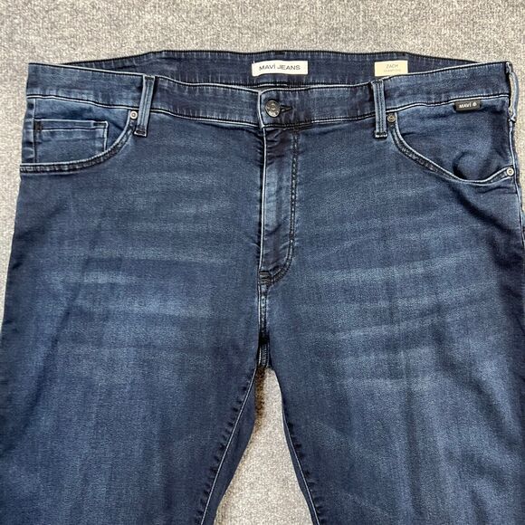 Mavi Jeans Mens 42 Blue Zach Straight Leg Mid Rise Whiskered 5 Pocket Denim - Picture 3 of 10